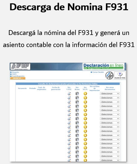 F931 y asientos de sueldos